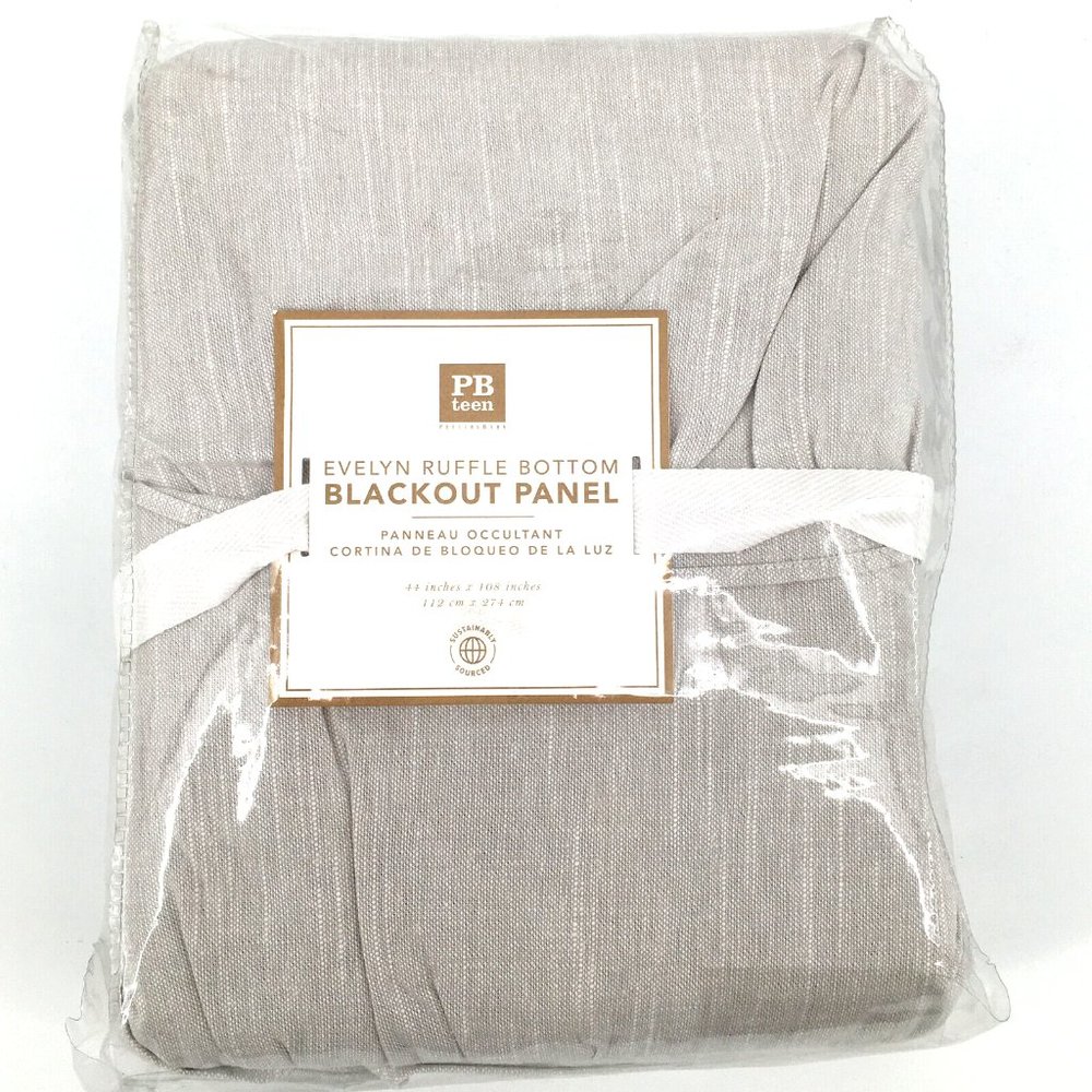 Pottery Barn Teen Evelyn Ruffle Bottom Blackout Panel 44x108 Gray New